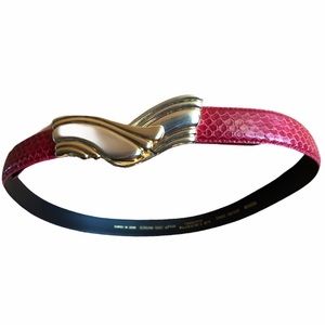 Red Leather Snakeskin Belt | Liz Claiborne